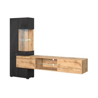 Гостиная ТИП70 POINT Дуб Вотан Черный глянец