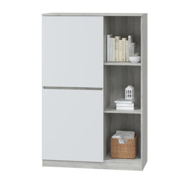 ЛОРИ Шкаф для книг с 2 дверками  Дуб серыйБелый