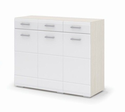 1Комод 3 ящика СИМБА Белфорт Белый глянец
