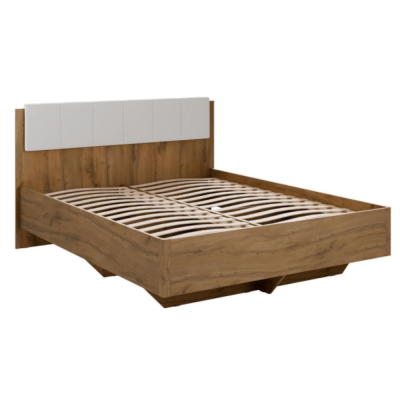 АДЕЛЬ Кровать 1600 М1 парящая Дуб вотан экокожа Белый