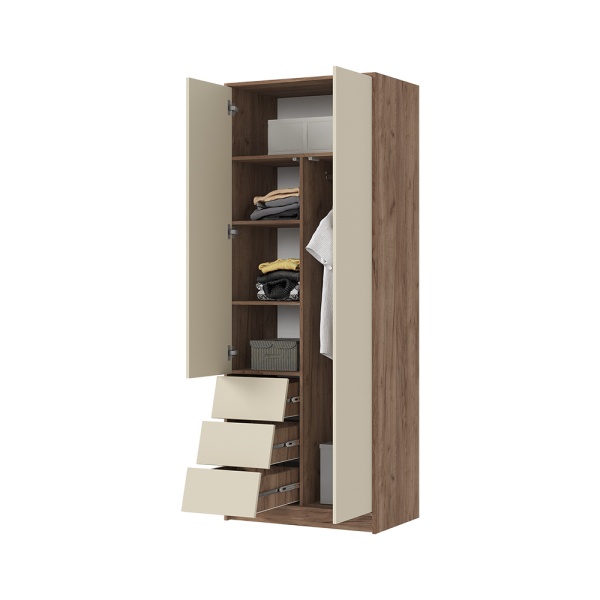 РЭЙН Шкаф 2ств. ШК01 Кашемир Дуб Крафт Табачный2